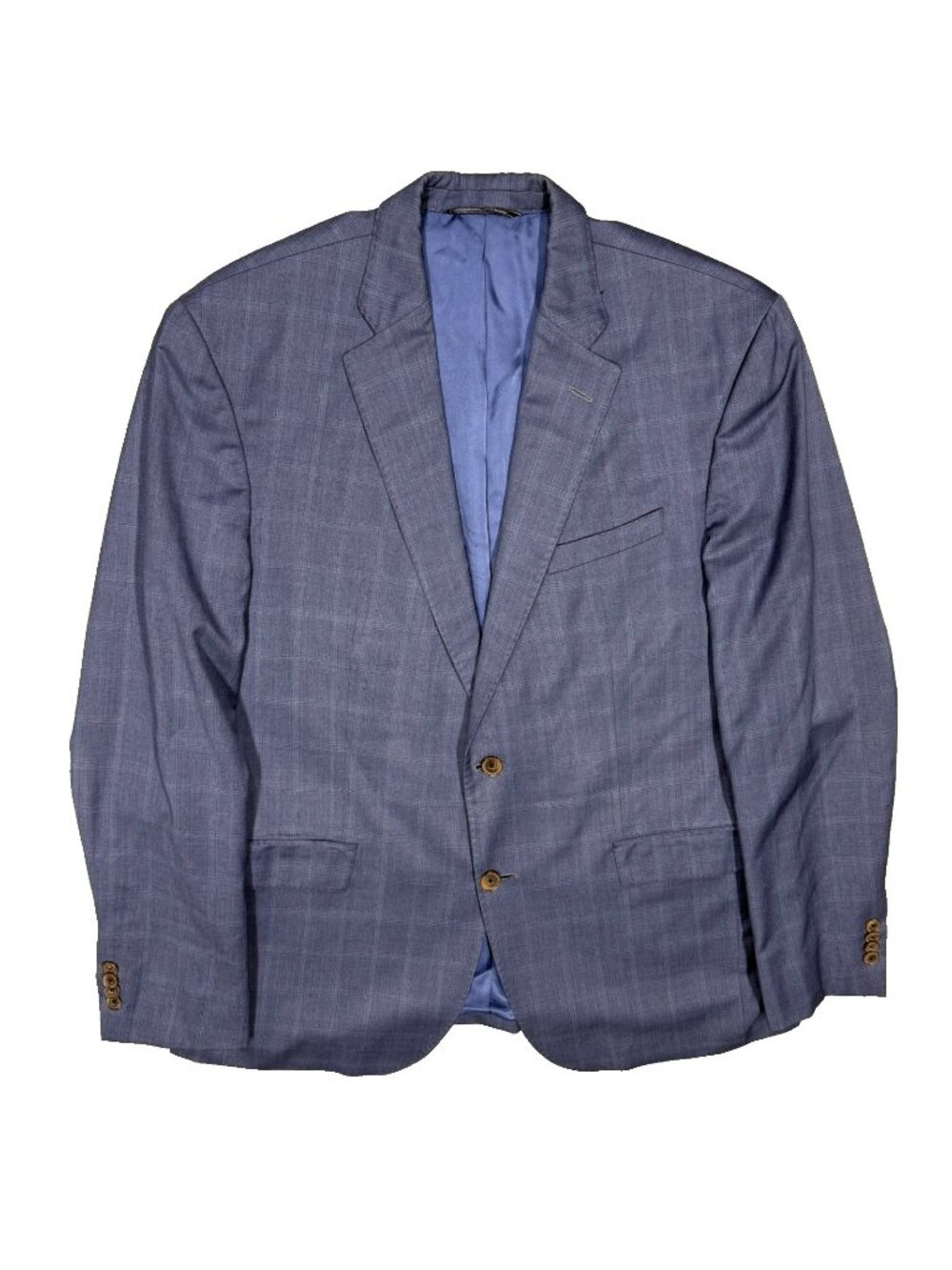 Jack Victor Blazer REDA 130s Wool Sport Coat Glen Check Blue Made in Canada 44 R